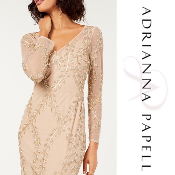 Adrianna Papell Long champagne/gold gown - Picture 4 of 11